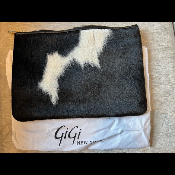 Gigi New York large zip calf hair clutch. - Picture 2 of 3